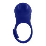 Синее эрекционное виброкольцо с клиторальной подушечкой и пультом ДУ Adjustable Fun Ring