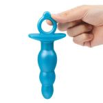 Голубая анальная пробка-елочка из силикона Bounce Plug - 14,3 см.