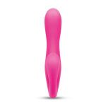 Розовый вибромассажер с клиторальным отростком Harmony Vibe - 16,8 см.
