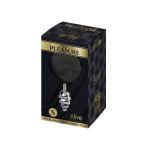 Серебристая анальная пробка с черным хвостиком Metal Anal Fluffly Twist Plug S