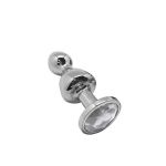 Серебристая анальная пробка Lollypop Double Ball S - 8,5 см.