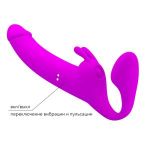 Лиловый безремневой страпон с вибрацией Zanini