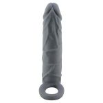 Серая удлиняющая насадка на пенис Large - 18 см.
