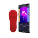 Красный вибратор в трусики Funtown Caleo с магнитным держателем-розой