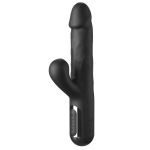 Черный силиконовый вибратор-кролик Sonix Silicone Thruster - 22 см.