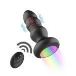 Черная анальная вибропробка с фрикционным механизмом и LED-подсветкой - 12,5 см.