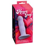 Сиреневый вибростимулятор на присоске Heart Guy - 19,5 см.