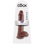 Большой коричневый фаллоимитатор с мошонкой 10  Cock with Balls на присоске - 25,4 см.