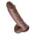 Большой коричневый фаллоимитатор с мошонкой 10  Cock with Balls на присоске - 25,4 см.
