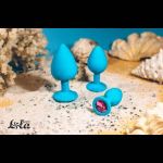 Голубая анальная пробка Cutie Large с розовым кристаллом - 10 см.