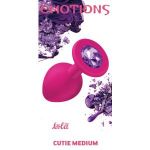 Средняя розовая анальная пробка Emotions Cutie Medium с фиолетовым кристаллом - 8,5 см.