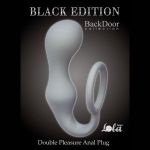 Серое эрекционное кольцо с анальной пробкой Double Pleasure Anal Plug