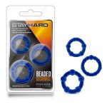 Набор из 3 синих эрекционных колец Stay Hard Beaded Cockrings