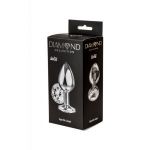 Большая серебристая анальная пробка Diamond Clear Sparkle Large с прозрачным кристаллом - 8 см.
