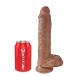 Фаллоимитатор-мулат с мошонкой 10  Cock with Balls на присоске - 25,4 см.