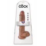 Фаллоимитатор-мулат с мошонкой 10  Cock with Balls на присоске - 25,4 см.