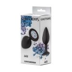 Чёрная анальная пробка Emotions Cutie Medium с прозрачным кристаллом - 8,5 см.