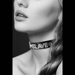 Чокер с надписью COLLIER STRASS SLAVE CUIR BOVIN