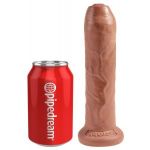 Кофейный необрезанный фаллоимитатор на присоске 7  Uncut Cock - 19,1 см.