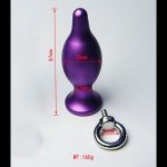 Фиолетовая металлическая анальная пробка с колечком - 8,7 см.