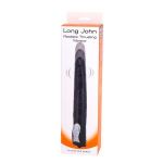 Чёрный вибромассажер Long John Realistic Thrusting Vibrator с функцией толкания - 20 см.