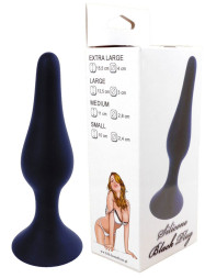 Черная анальная втулка на присоске - 11 см.