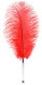 Красное страусиное пёрышко - 40 см.