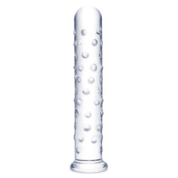 Прозрачный стеклянный фаллос с массажным рельефом 10 Extra Large Glass Dildo - 25,5 см.