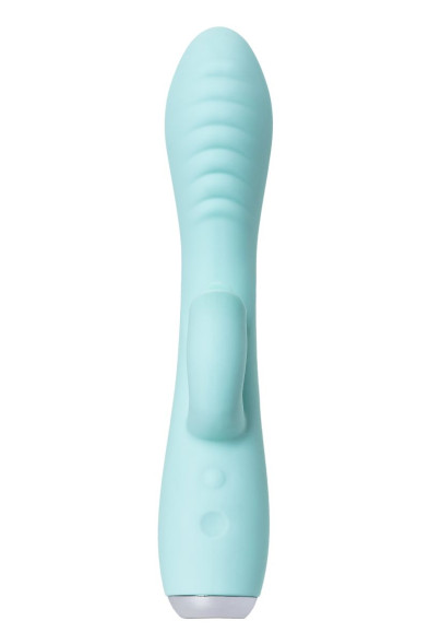 Мятный вибратор с клиторальным стимулятором Milo - 20 см.