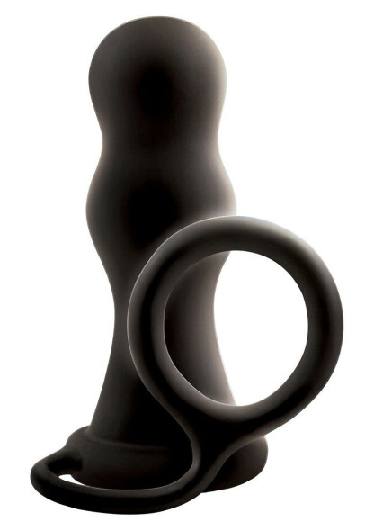 Черная анальная пробка с эрекционным кольцом Renegade Pop &amp;amp; Lock Rambo