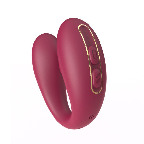 Бордовый вакуумный вибратор для пар Talia с пультом ДУ