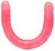 Розовый двусторонний гелевый фаллоимитатор - 44 см.