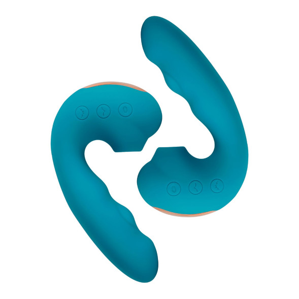 Голубой вибратор Tara с вакуумной стимуляцией и функцией постукивания