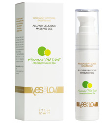 Универсальный массажный гель 3-в-1 Allover Delicious Massage Gel с ароматом ананаса и зеленого чая - 50 мл.